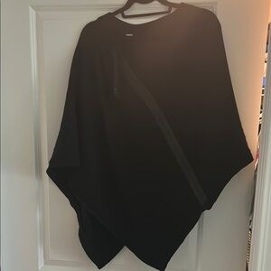 Black Poncho with Ribbon Detail
